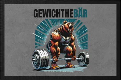 Produktbild von Gewichthebär Bären Fußmatte - Fitness Geschenkidee für Gym-Liebhaber