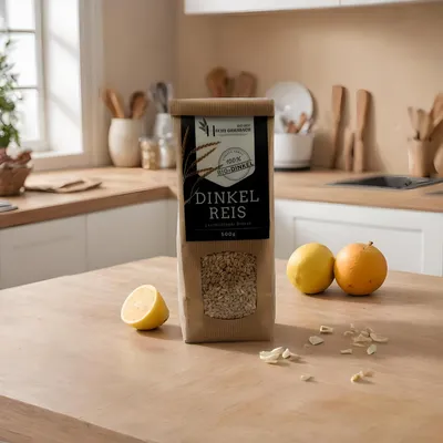 Produktbild von Dinkelreis – aus eigenem Anbau – vom Biohof Hecht – nussig & vielseitig – enthält Gluten