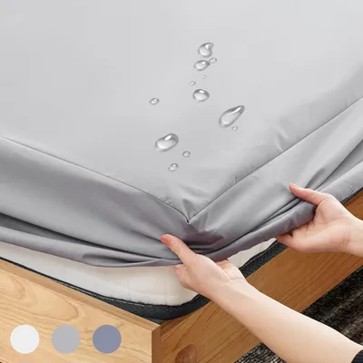 Productafbeelding van DXHome Hoeslaken, waterdicht, microvezel, waterdicht, kunststoflaag, matrashoogte tot 30 cm, -gecertificeerd, lichtgrijs, 90 x 200 x 30 cm