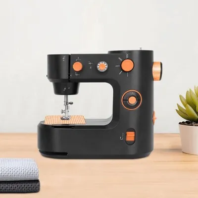 Image de Mini machine à coudre - Portable - Électrique - 100-240V - Avec éclairage LED - Noire