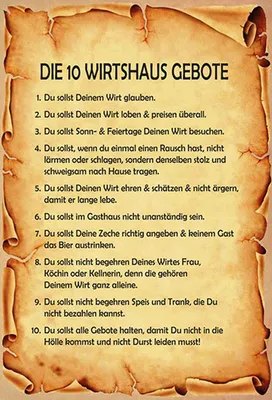 Produktbild von vianmo Holzschild 18x12 cm die 10 Wirtshaus Gebote