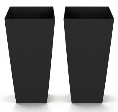 Image de VEVOR Pot de fleurs 325 x 325 x 665 mm, lot de 2, grand pot de fleurs, bac à fleurs, pot en PP, bac à plantes, jardinière avec pot intérieur et trous de drainage, convient aux plantes d'intérieur et de jardin, noir