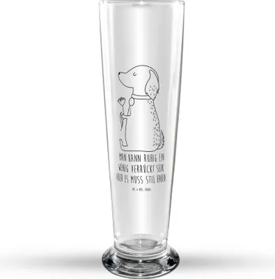 Produktbild von Mr. & Mrs. Panda Bierglas Hund Blume - Transparent - Geschenk, Süß, Hunde, Weizen Glas, Mr Mrs Weizenglas, Weißbierglas, Haha, Sprüche, Verrückt, Weizenbier, Bier