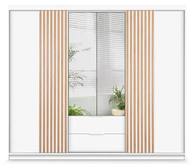 Produktbild von Masseno Schiebetürenschrank AKALI 250/213/60 cm 4-türig mit Spiegel Weiß
