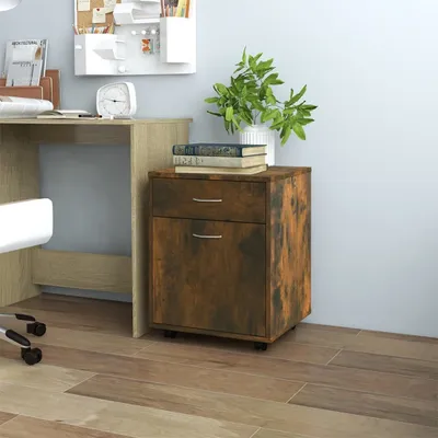 Produktbild von The Living Store Rollschrank Räuchereiche 45x38x54 cm Holzwerkstoff