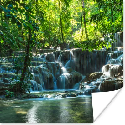 Produktbild von MuchoWow® Poster Dschungel-Wasserfall in Palenque Mexiko 100x100 cm - Babyzimmer