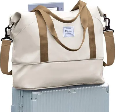 Produktbild von Sporttas für Frauen, 40 x 20 x 25 cm, Reisegepäck, Duffle Bag, Wasserdicht, Beige-Braun