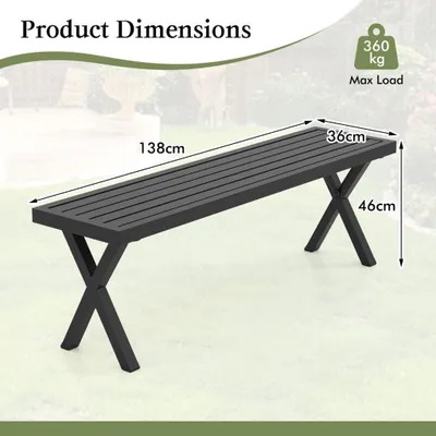 Obrázek produktu pro Venkovní kovová lavice, 2místná, 138 cm, lamelový sedák ve tvaru X