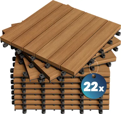 Produktbild von CASARIA® Holzfliesen FSC®-zertifiziertes Akazienholz 2m² Fliese 30x30cm Klicksystem zuschneidbar Terrassenfliese Balkon