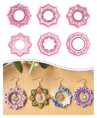 Produktbild von Polymer Clay Ausstecher Mandala Kreisrahmen, 6 Formen, für Schmuckherstellung