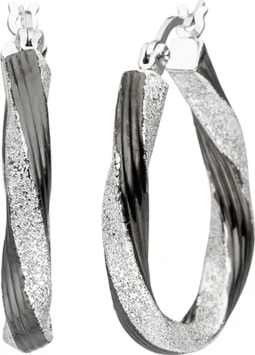 Produktbild von JOBO Creolen gedreht oval 925 Sterling Silber schwarz bicolor Ohrringe