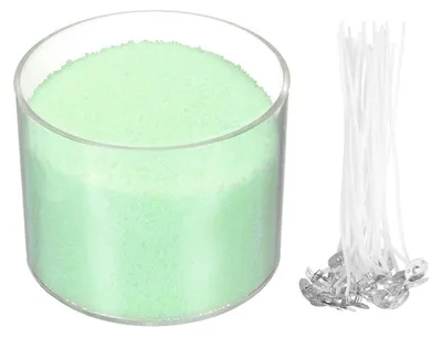 Produktbild von Kerzenwachs Perlen 200g Hellgrün mit 20 Dochten für DIY-Projekte