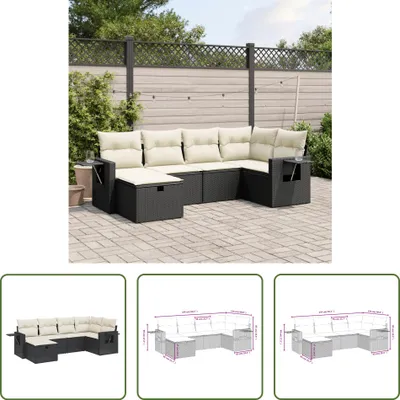 Produktbild von The Living Store 6-tlg. Garten-Sofagarnitur mit Kissen Schwarz Poly Rattan