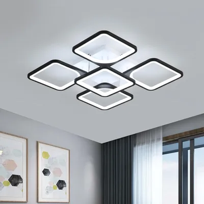 Image de Applique LED Comely 57W 6400LM, variateur d'intensité, noire, forme carrée