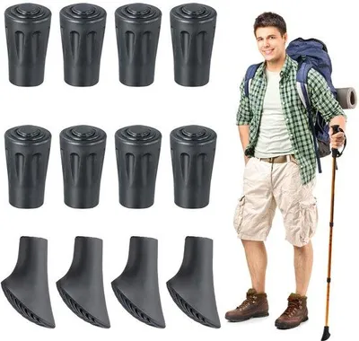Produktbild von Gummipuffer für Wanderstöcke, 12-teilig, schwarz, 10-11mm Durchmesser