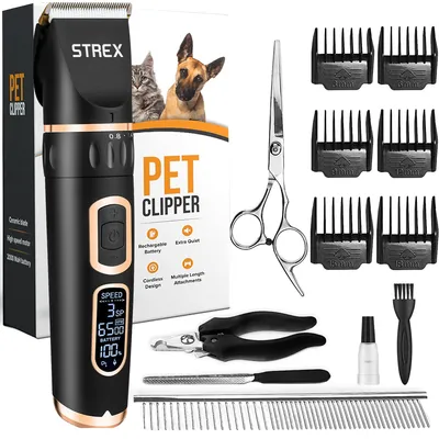 Productafbeelding van Strex Hondentondeuse / Dieren Tondeuse Extra Stil - Draadloos - 5 Standen - Hondentrimmer Voor Alle Vachten - Ook Voor Katten
