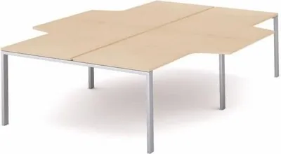 Produktbild von Mehrfacharbeitstisch Total L-Form BxTxH 320x163/220x73cm Gestell grau Platte Melamin buche.