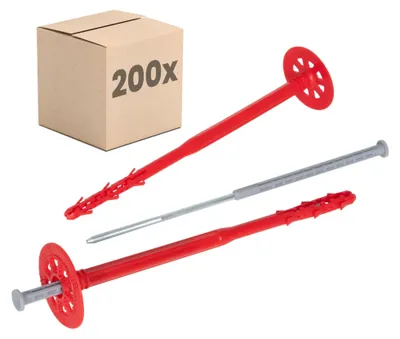 Produktbild von PROTEKTOR 200x Dämmstoffdübel Ø10x280mm mit Stahlnagel für WDVS & Außenisolierung, ETA-e Schlagdübel Fassadendübel Tellerdübel aller Nutzungskategorien