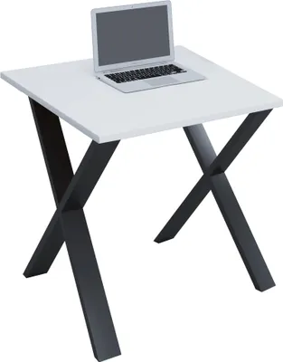 Produktbild von VCM Holz Schreibtisch | H. 76 x B. 80 x T. 80 cm | Computertisch schlicht | Füße aus hochwertigem Metall | Arbeitstisch | Büromöbel - Lona X