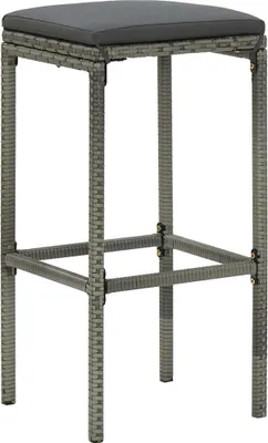 Produktbild von vidaXL Barhocker mit Kissen 6 Stk. Grau Poly Rattan