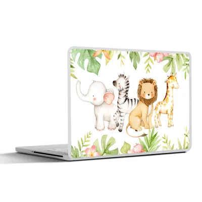 Produktbild von MuchoWow® Laptop Aufkleber Sticker Cover Dschungel - Tiere - Aquarellfarbe 32.5x23.5 cm - Sticker für Laptop - Selbstklebend