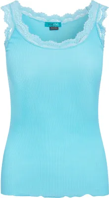 Produktbild von Damen Tanktop Lace Tank gerippt mit Spitzeneinsatz am Ausschnitt in Mintgrün