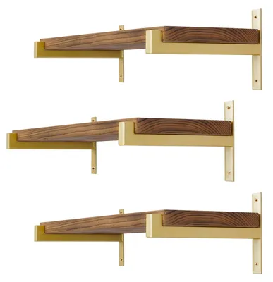 Immagine prodotto di Supporti a parete fissi per mensole - Metallo industriale, set di 6, color oro