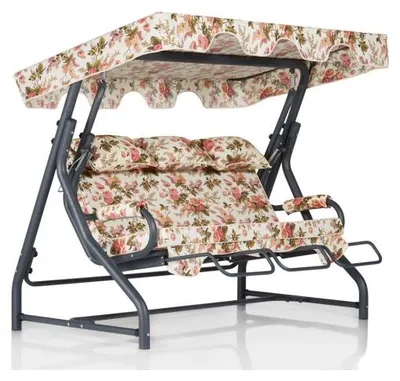 Image de Balancelle de jardin 3 places en métal et polyester multicolore 200 x 165 x 110 cm, charge 240 kg