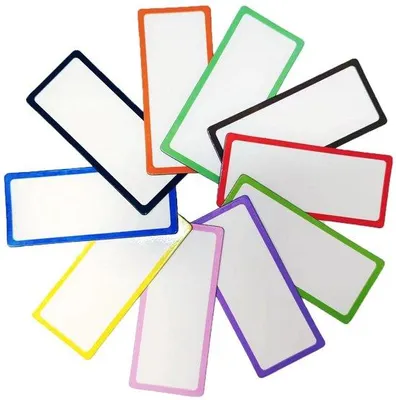 Obrázok produktu pre Opakovateľné magnetické štítky, 30 kusov, 10 farieb, 8 x 3,5 cm, vhodné na tabule, chladničky, do škôl a kancelárií