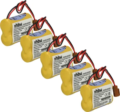 Produktbild von vhbw 5x Akku Ersatz für GE Fanuc BR-ACF2P, BR-AGCF2W, BR-AGCF2P für PLC Programmable Logic Controller (2200 mAh, 6 V, Li-MnO2)