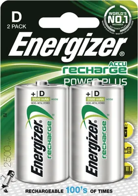 Produktbild von Energizer Recharge Power Plus - Batterien D wiederaufladbar (4 Stück) - 2500 mAh NiMH Akku - Bis zu 3 Jahre nutzbare Batterielebensdauer - 100% plasti