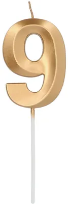 Immagine prodotto di Candela cifra glamour / numero 9 oro metallizzato
