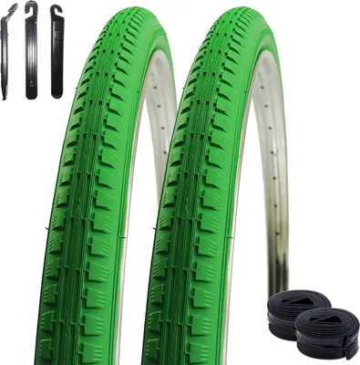 Obrázek produktu pro 2 x Kenda K-142 jízdní kolo pneumatika zelená 40-635 (28 x 1 1/2) + 2 x duše AV včetně montážní páčky