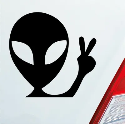 Produktbild von Auto Aufkleber XL Alien Außerirdischer Peace E.T. ET 20x20 cm Schwarz Glanz Sticker Heckscheibenaufkleber