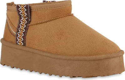 Produktbild von VAN HILL Damen Warm Gefütterte Winter Boots Stiefeletten Bequeme Schuhe 840911, Farbe: Hellbraun, Größe: 36