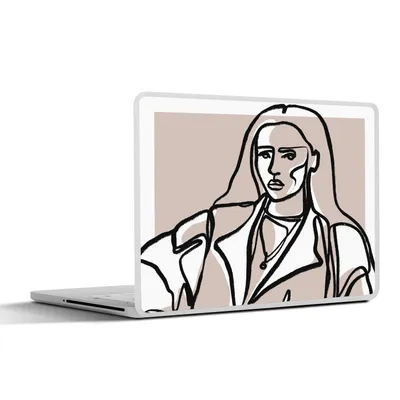 Produktbild von MuchoWow® Laptop Aufkleber Sticker Cover Porträt - Frau - Strichzeichnung - Pastell 30x21 cm - Sticker für Laptop - Selbstklebend