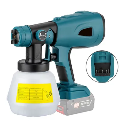 Produktbild von Schnurloses Farbspritzgerät, Hand-Farbpistole, mit 1000ML Behälter, HVLP Farbspritzpistole mit bürstenlosem Motor, 200W Schnurloses Farbspritzgerät, mit 20V Li-ion Batterie, für unzählige Malprojekte