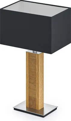 Produktbild von Karl K Quadra Tischlampe mit Kopfholzapplikation Baumwolle schwarz / silber Nickel matt gebürstet