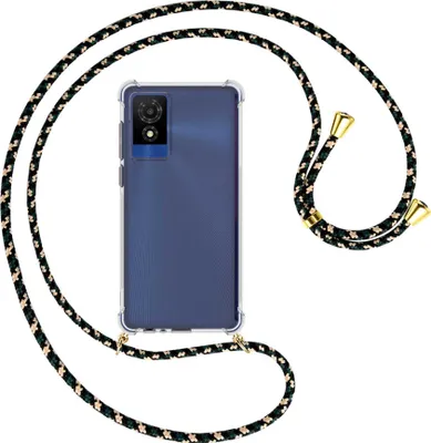 Produktbild von Handykette Backcover-Schutzhülle mit Band (Metall goldfarben) für TCL 501 4G - camouflage