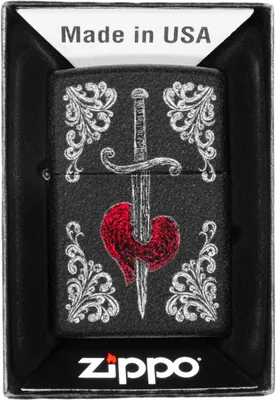 Obrázek produktu pro Originální zapalova? Zippo Heart Dagger Tattoo Black Crackle Color 60006605