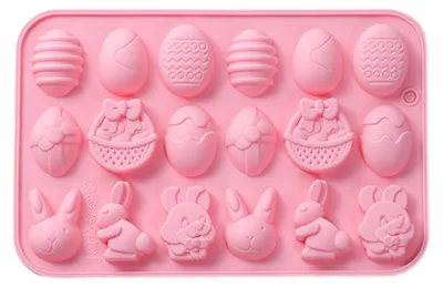 Produktbild von Oster-Schokoladenform, antihaftbeschichtet, Silikonform in Osterhasenform, zum Backen von Pralinen, Süßigkeiten und Cupcakes