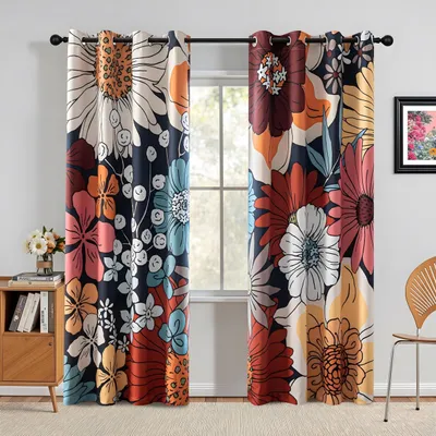 Produktbild von Verdunkelungsrollos, Set aus 2 Stück - Vintage-Blumenmuster - 75 x 166 cm