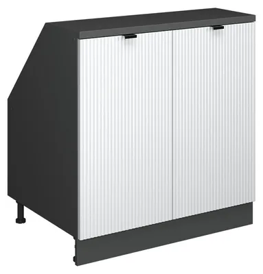 Zdjęcie produktu dla Szafa skosna Vicco Rion Białe pofałdowanie 80 x 81.6 cm z 2 drzwiami, korpus szafy głębokość 60 cm, Model 60081