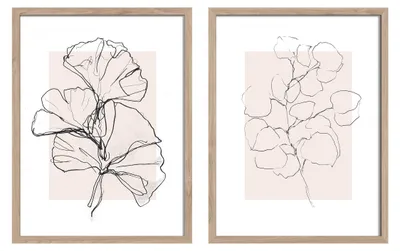Produktbild von STYLER Wandbild 2er Set 30x40 cm Floral Set Blumenbild Pflanzenbild 2-teilig Wanddeko Wohnzimmer Schlafzimmer Natur Dekoration