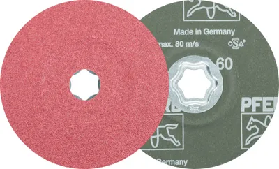 Produktbild von PFERD TOOLS COMBICLICK Keramikkorn Fiberscheibe Ø 125 mm CO60 für hohen Abtrag auf Stahl