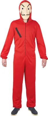 Image de Déguisement de braqueur de banque pour adultes rouge L / XL (160-190cm)