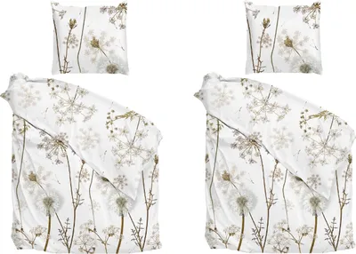 Produktbild von Bettwäschen - 135 x 200 cm - Weiß - Beige - Baumwolle - mit Reißverschluss - 2er Set