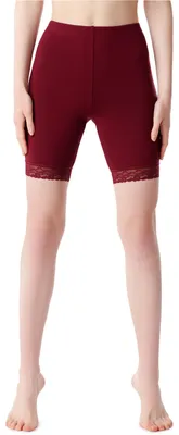 Image de Bellivalini Leggings courts pour femmes en viscose avec dentelle BLV50-216 (rouge vin, L)
