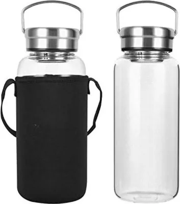 Produktbild von Famanu Trinkflasche 1 Liter - Glas mit Neopren-Hülle