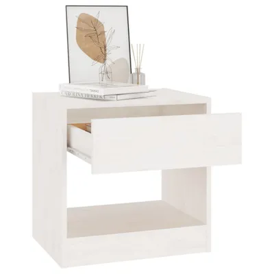 Obrázok produktu pre vidaXL Nočný stolík biely 40x31x40 cm z masívneho borovicového dreva